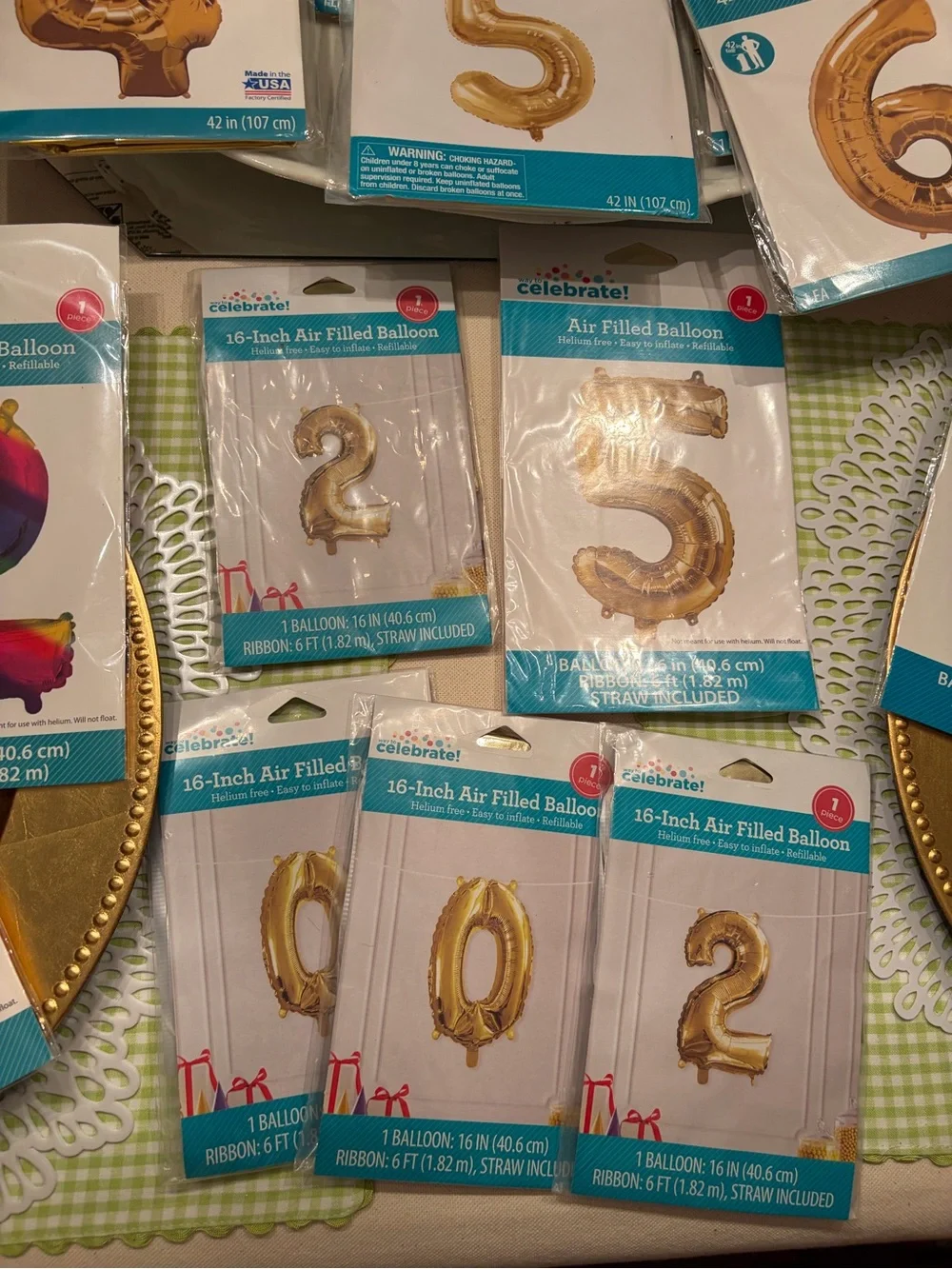 Small, Large & XL foil balloon numbers gold festive festival party disco 22